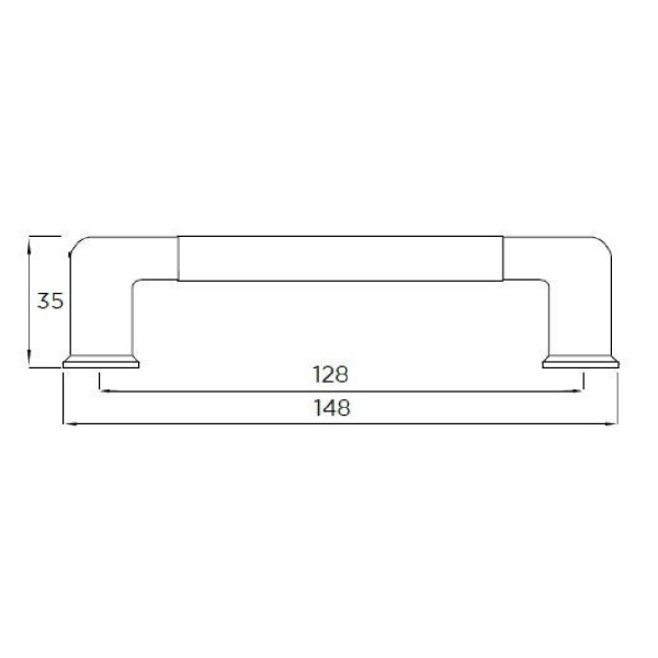 ALNE BAR Cupboard Handle - 128mm h/c size - POLISHED/SATIN STAINLESS STEEL finish (PWS H012.128.SS)