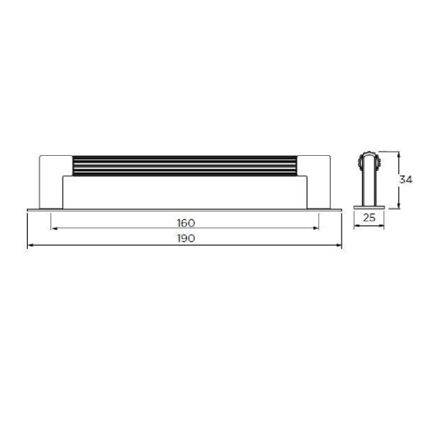 ARDEN FLUTED D c/w BACKPLATE Cupboard Handle - 160mm h/c size - 4 finishes (PWS H1183.160497)