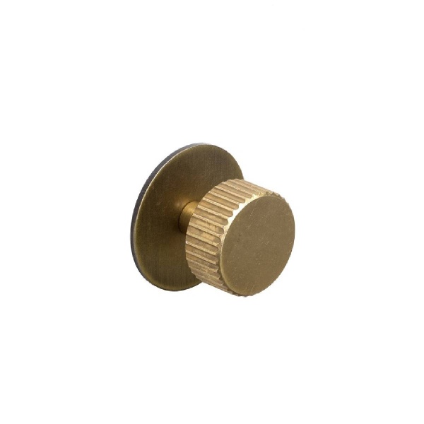 ARDEN FLUTED ROUND KNOB c/w BACKPLATE Cupboard Handle - 30mm diameter - 4 finishes (PWS K1138.30490)