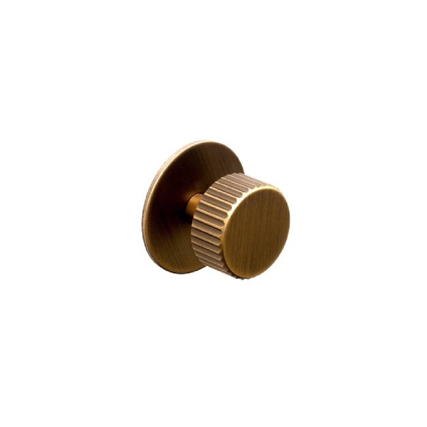 ARDEN FLUTED ROUND KNOB c/w BACKPLATE Cupboard Handle - 30mm diameter - 4 finishes (PWS K1138.30490)