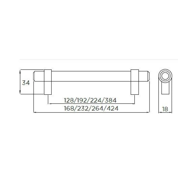 ARLINGTON T BAR Cupboard Handle - 4 sizes - 3 finishes (PWS H503/504/505)