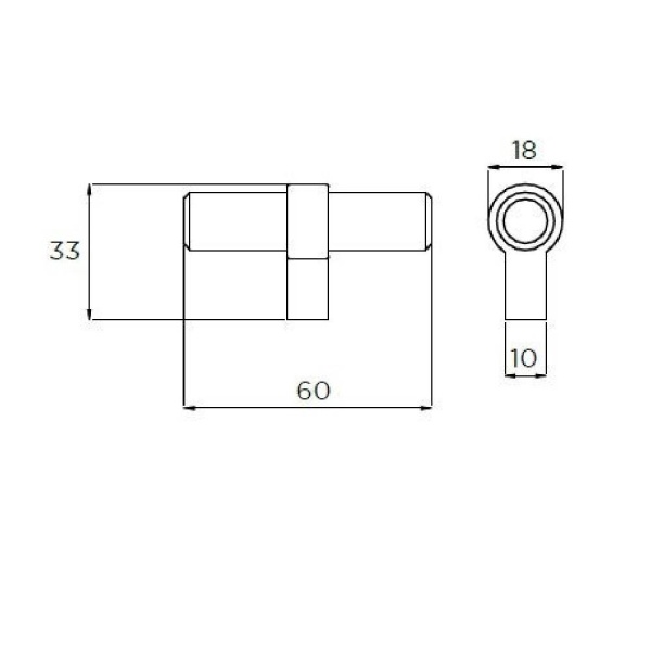 ARLINGTON T KNOB Cupboard Handle - 60mm long - BRUSHED STAINLESS STEEL EFFECT finish (PWS H503.60.SS)