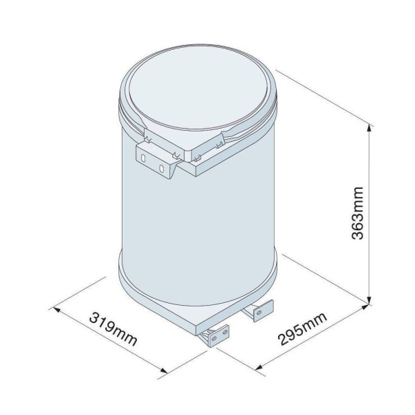 AUTOMATIC WASTE BIN (15 ltrs) for min 400mm wide unit - STAINLESS STEEL/DARK GREY finish (ECF BIN30)