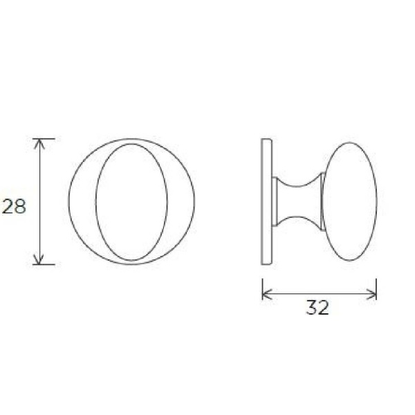 BARNARD OVAL KNOB Cupboard Handle - 28mm diameter - 3 finishes (PWS K1129.32)