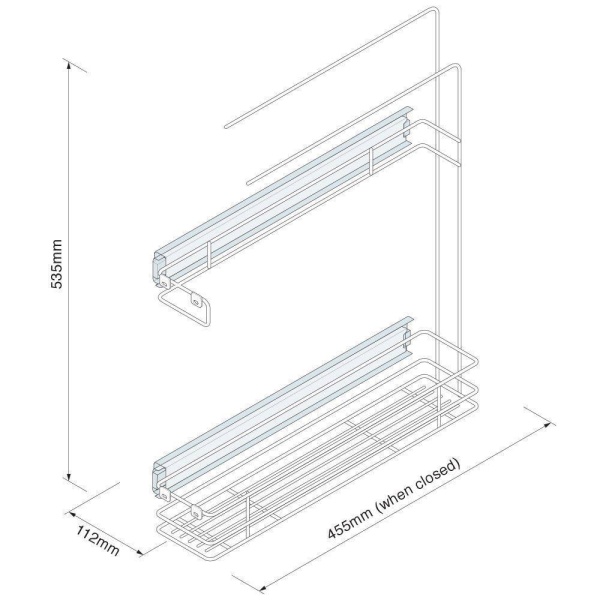 TOWEL RAIL BASE PULL-OUT UNIT (Innostor Range) for 150mm wide cabinet (ECF WWTR150)