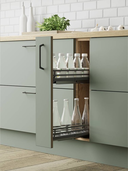 BASE PULL-OUT UNIT (Innostor Plus) to suit 150mm wide cabinet - 2 finishes (ECF IP2B150/IP4B150)