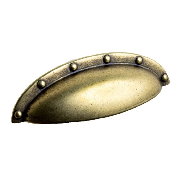 BELGRAVE FAUX RIVET CUP Cupboard Handle - 64mm h/c size - 4 finishes (PWS 8/952.B)