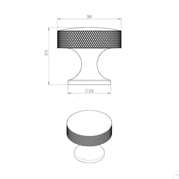 BERLIN KNURLED KNOB Cupboard Handle - 38mm diameter - 9 finishes (AW841)