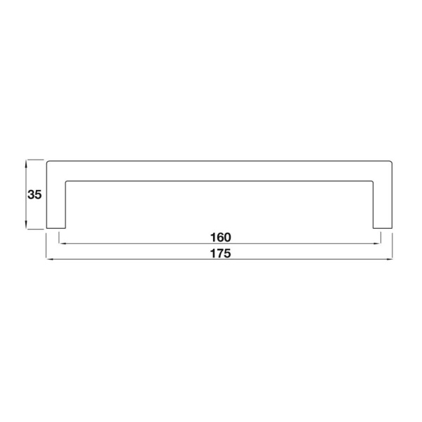 BLYTH BAR Cupboard Handle - 160mm h/c size - BRIGHT STAINLESS STEEL EFFECT finish (PWS H003.160.SF)