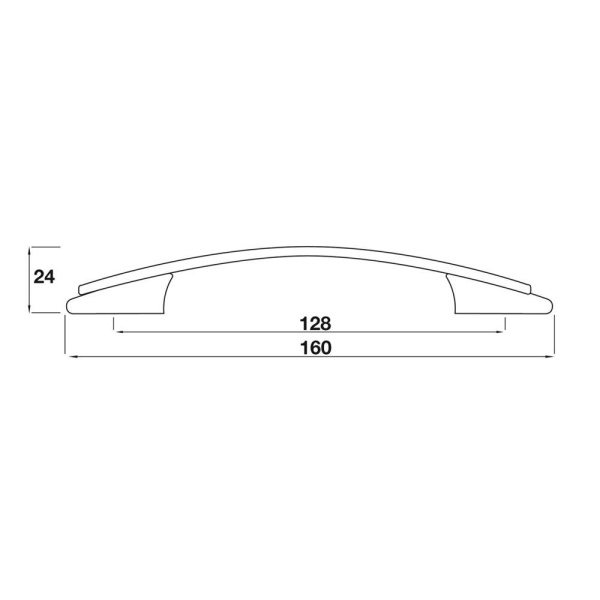 BOWES BOW Cupboard Handle - 128mm h/c size - BRUSHED STAINLESS STEEL EFFECT finish (PWS H590.128.SS)