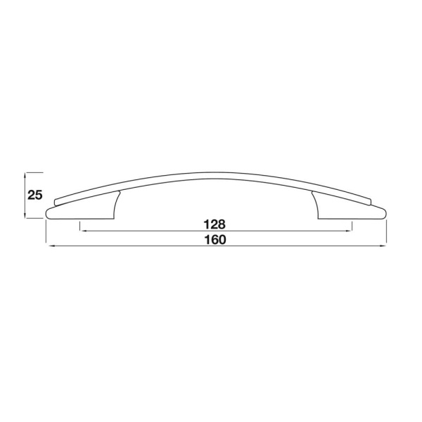 BOWES LINE BOW Cupboard Handle - 128mm h/c size - BRUSHED S/STEEL EFFECT finish (PWS H600.128.SS)