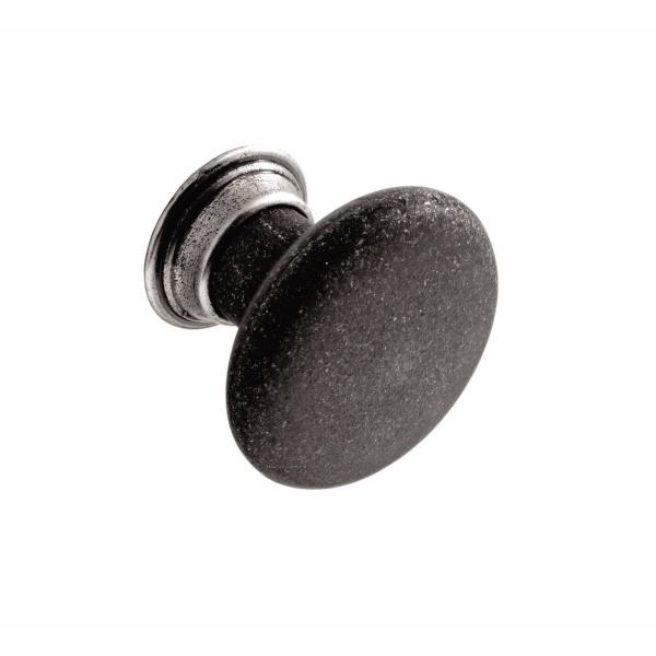 BRAFFERTON KNOB Cupboard Handle - 32mm diameter - PEWTER/BLACK MATT STEEL finish (PWS K562.32.BMS)