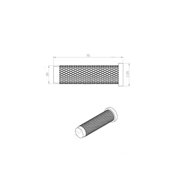 BRUNEL DIAMOND KNURLED PROJECTION DOORSTOP - 75mm long - 6 finishes (AW600)