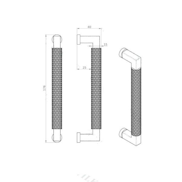 CAMILLE KNURLED BAR Cupboard Handle - 160mm h/c size - 4 finishes (AW819)