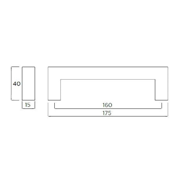 CARLTON BAR Cupboard Handle - 160mm h/c size - POLISHED S/STEEL EFFECT finish (PWS H918.160.SS)