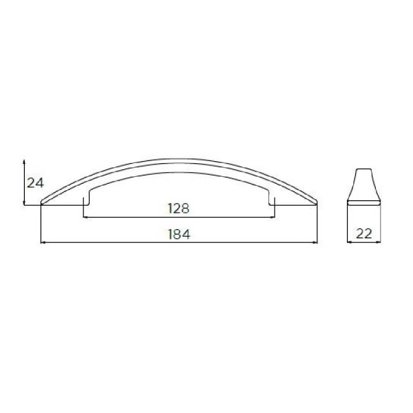 CASSOP TAPERED BOW Cupboard Handle - 128mm h/c size - 2 finishes (PWS H1071.128)