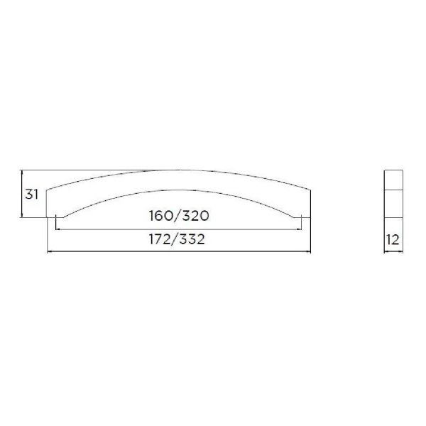 CATTON BOW Cupboard Handle - 2 sizes - POLISHED STAINLESS STEEL EFFECT finish (PWS H1065.SS)