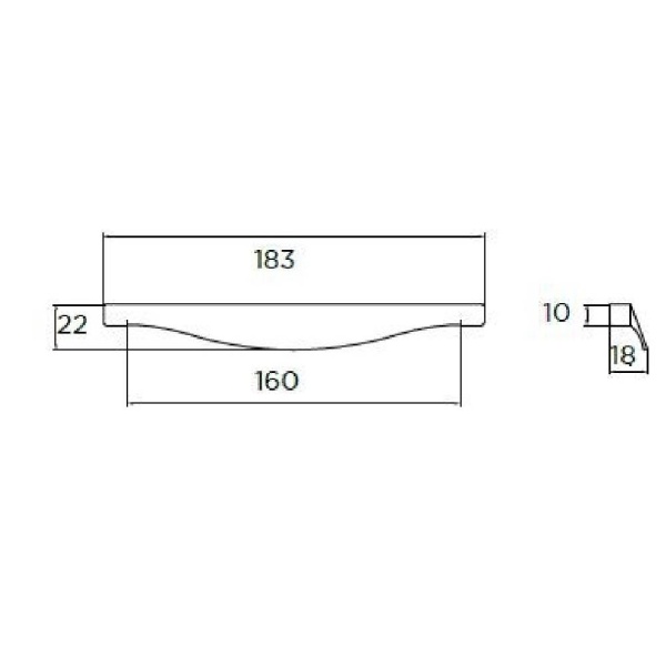 CAVE PULL Cupboard Handle - 160mm h/c size - BLACK CHROME finish (PWS H1083.160)