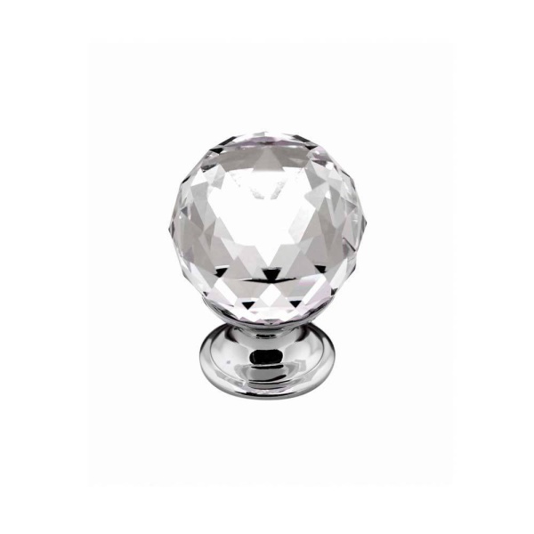 CLARITY Knob Cupboard Handle - 3 sizes - Chrome/Crystal finish (ECF FF490**)