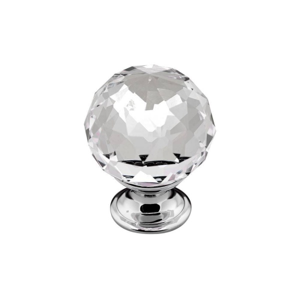 CLARITY Knob Cupboard Handle - 3 sizes - Chrome/Crystal finish (ECF FF490**)