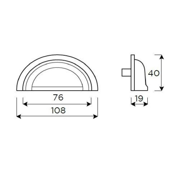 COLLINGWOOD CUP Cupboard Handle - 76mm h/c size - 4 finishes (PWS H1127.76)