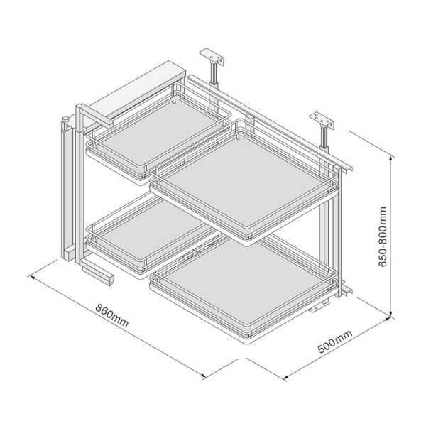 CORNER ORGANISER (Innostor Plus) to suit 900mm or 1000mm cabinets - 2 finishes (ECF IP2CO9/IP4CO9)