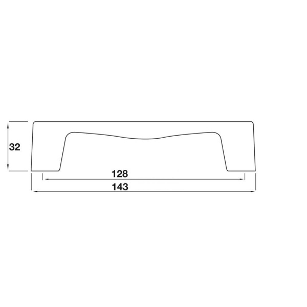 CRAY D Cupboard Handle - 128mm h/c size - BRUSHED STAINLESS STEEL EFFECT finish (PWS H582.128.SS)