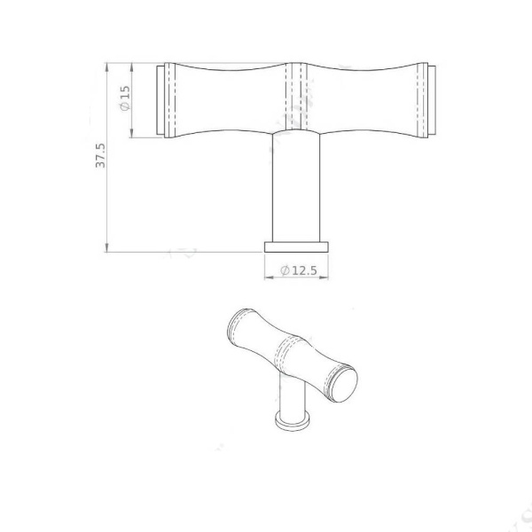 CRISPIN BAMBOO T KNOB Cupboard Handle - 55mm long - 4 finishes (AW801B)