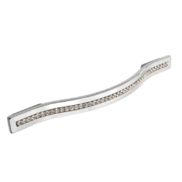 CRYSTAL BOW Cupboard Handle - 160mm h/c size - POLISHED CHROME & CRYSTAL EFFECT finish (PWS KDH3008)