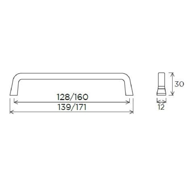 DALTON D Cupboard Handle - 2 sizes - 4 finishes (PWS H1168.128/H1168.160)