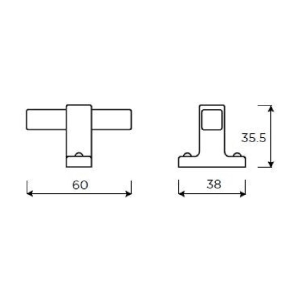 DARTMOUTH T KNOB Cupboard Handle - 60mm long - 3 finishes (PWS H1123.60)