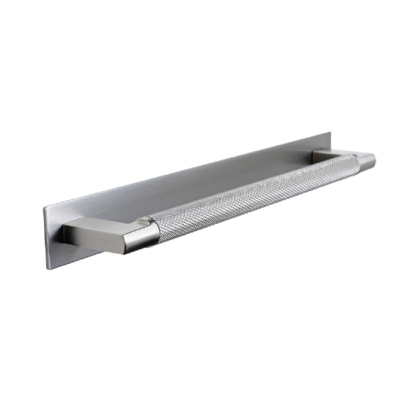 DIDSBURY KNURLED BAR c/w BACKPLATE Cupboard Handle - 2 sizes - 4 finishes (PWS H1140.160497 / 192491)