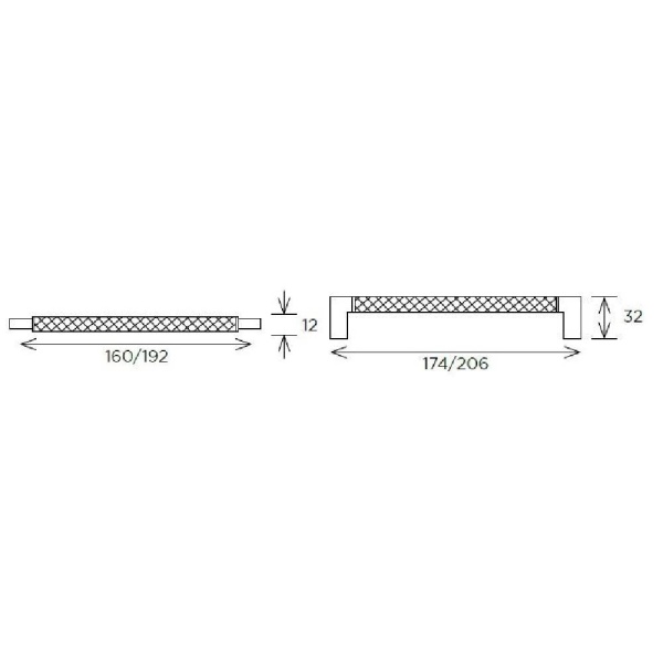 DIDSBURY KNURLED BAR Cupboard Handle - 2 sizes - 4 finishes (PWS H1140.160 / H1140.192)