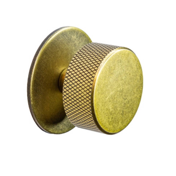 DIDSBURY KNURLED KNOB c/w BACKPLATE Cupboard Handle - 33mm diameter - 4 finishes (PWS K1120.33490)