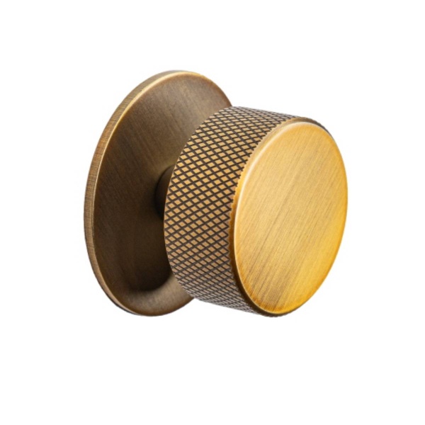 DIDSBURY KNURLED KNOB c/w BACKPLATE Cupboard Handle - 33mm diameter - 4 finishes (PWS K1120.33490)