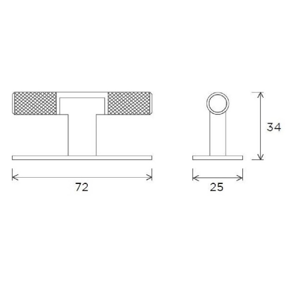 DIDSBURY KNURLED T KNOB c/w BACKPLATE Cupboard Handle - 72mm long - 4 finishes (PWS H1158.72B496)