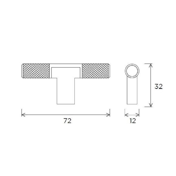 DIDSBURY KNURLED T KNOB Cupboard Handle - 72mm long - 4 finishes (PWS H1158.72)