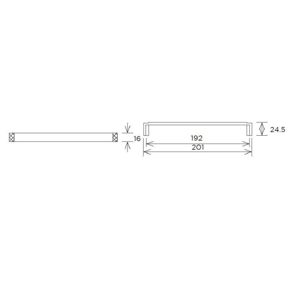 DUNSTON KNURLED D Cupboard Handle - 192mm h/c size - 3 finishes (PWS H1153.192)