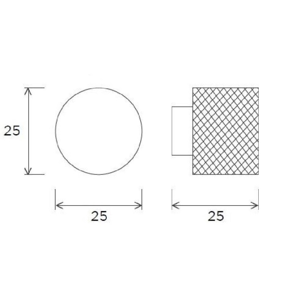 DUNSTON KNURLED ROUND KNOB Cupboard Handle - 25mm diameter - 3 finishes (PWS K1125.25)