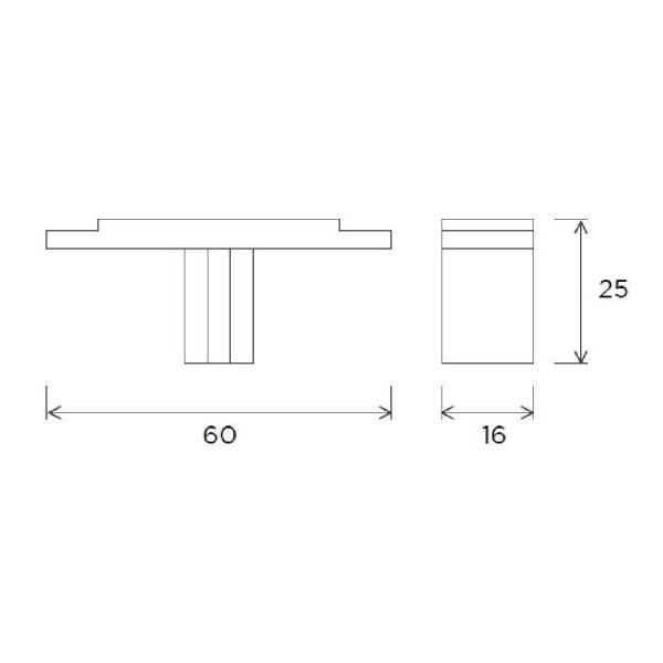 DUNSTON KNURLED T KNOB Cupboard Handle - 60mm long - 3 finishes (PWS H1157.60)