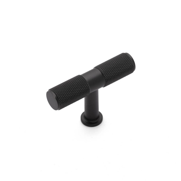 FENDER KNURLED T Bar Knob Cupboard Handle - 50mm long - 3 finishes  (ECF FF13950)