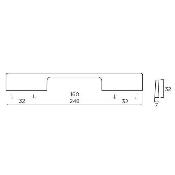 FIMBER D Cupboard Handle - 160mm/224mm dual h/c size - POLISHED CHROME EFFECT finish (PWS KDH3029)