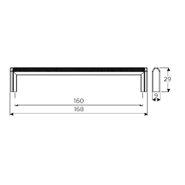 HADLAND KNURLED D Cupboard Handle - 160mm h/c size - 4 finishes (PWS H1180.160)