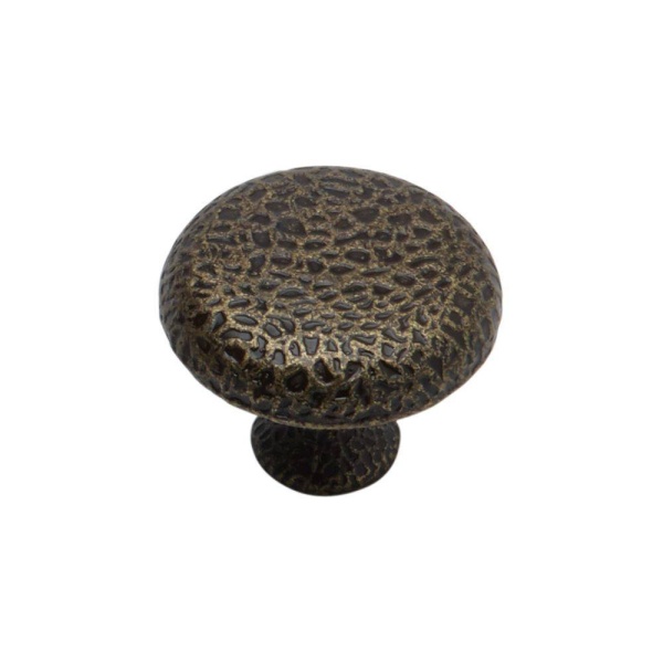 HAMMERED Round Knob Cupboard Handle - 35mm diameter - 2 finishes (ECF FF67935)