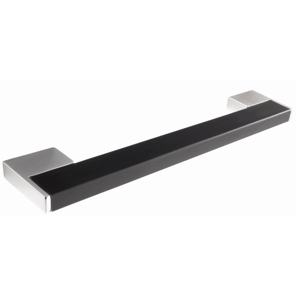 HARROW BAR Cupboard Handle - 128mm h/c size - POLISHED CHROME/BLACK SATIN finish (PWS H761.128.CHBR)