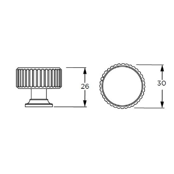 HENLEY FLUTED ROUND KNOB Cupboard Handle - 30mm diameter - 4 finishes (PWS K1137.30)