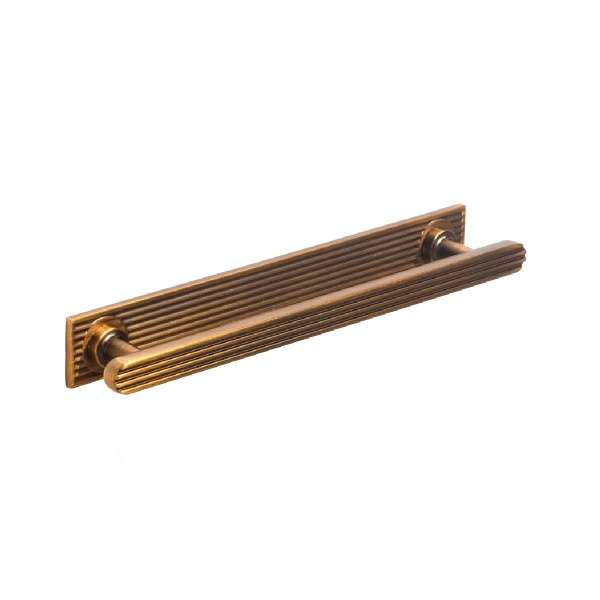 HENLEY FLUTED T BAR c/w BACKPLATE Cupboard Handle - 160mm h/c size - 4 finishes (PWS H1181.160498)