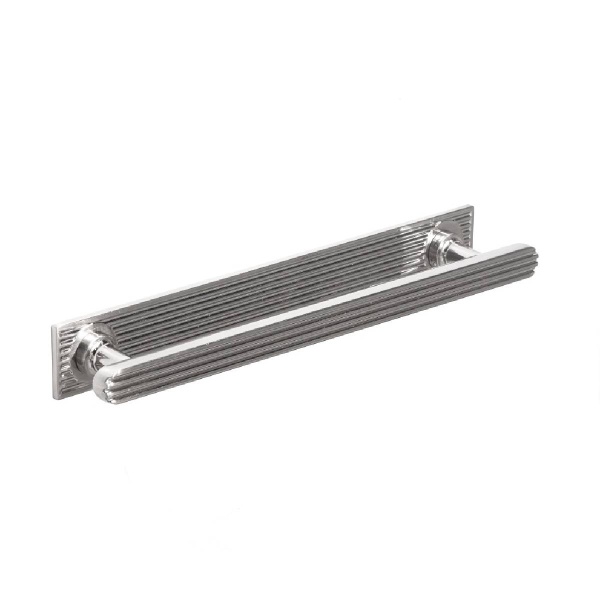 HENLEY FLUTED T BAR c/w BACKPLATE Cupboard Handle - 160mm h/c size - 4 finishes (PWS H1181.160498)