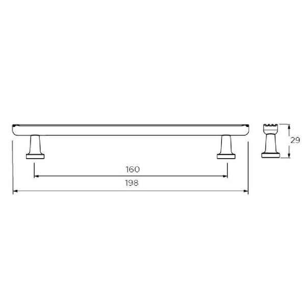 HENLEY FLUTED T BAR Cupboard Handle - 160mm h/c size - 4 finishes (PWS H1181.160)