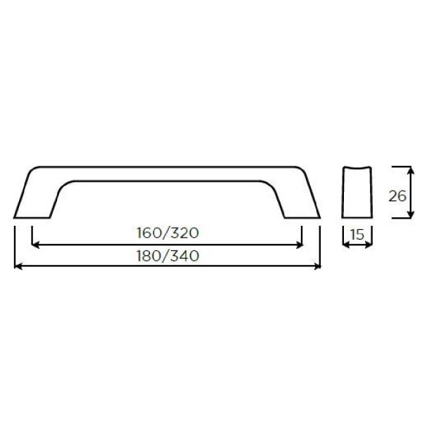 HESSAY D Cupboard Handle - 2 sizes - 4 finishes (PWS H1133.160 / H1133.320)